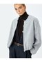 Crop College Bomber Jacket Round Neck Zippered - 2