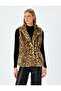 Sleeveless Leopard Print Faux Fur Vest - 3