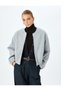 Crop College Bomber Jacket Round Neck Zippered - 3