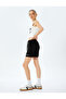 Slogan Printed Mini Shorts with Lace-Up Waist and Pocket Detail - 2