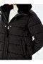 Faux Fur Collared Inflatable Coat, Water Repellent, Hip Length, with Pockets, Zippered - 5