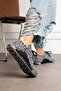 Women's Gray Leopard Printed Lace-Up Sneakers, With Stone Detail and Orthopedic Bruno - 4