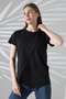 Women's Black Round Neck Short Sleeve T-Shirt Skirt Asymmetrical - 3