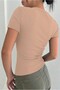 Women's Beige Square Neck T-Shirt & Blouse, Lycra Corded Camisole Fabric - 4