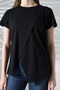Women's Black Round Neck Short Sleeve T-Shirt Skirt Asymmetrical - 6