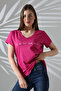 Short Sleeve Printed Fuchsia T-shirt - 2