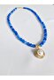 Natural Blue Stone Pearl Necklace - 6