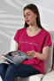Short Sleeve Printed Fuchsia T-shirt - 5