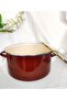 Kazan Boy Brown Enamel Pot 8 Liters 28 cm Diameter with Gold Lid for Paste Jam Milk Yogurt Pot - 3