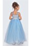 Girl's Satin Evening Dress with Back and Tulle Mnk0340 Turquoise - 4