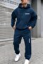 بدلة رياضية عمودية كبيرة الحجم باللون الأزرق البترولي للرجال - 2