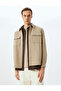 beige Long Sleeve Shacket - 3