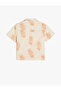 Cotton Short Sleeve Single Pocket Leaf Print Shirt - 2