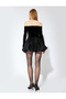 Velvet Balloon Dress Strapless Neckline Mini Long Sleeves - 5