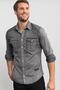 Slim Fit Long Sleeve Slim Fit Casual Denim Jeans Men's Gray Shirt - 2