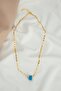 Women's Necklace with Blue Bead Detail - 5
