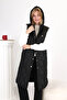 Women's Hooded Long Snap Fastener Inflatable Filling Vest