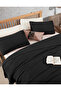 Black 100% Cotton Waffle Double Bedspread Without Fringe 230X250/2 Pillowcases 50X70Cm - 3