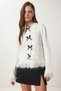 Stylish Tasseled Bow Knitwear Cardigan - Bone Lus0057 - 3
