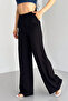 Melage Linen Wide Leg Trousers-Black - 5