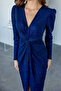 Women's Ruched Detail Glittery Evening Dress NBMY3633