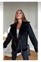 Women's Suede Coat with Rapped Belt Detail - 5