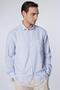 Men's Regular Fit Classic Cut 100% Cotton Linen Texture Blue Shirt