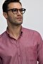 Men's Regular Fit Classic Cut Oxford Texture Lapel Button Pocket Embroidered Red Shirt - 3