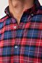 Classic Fit Long Sleeve Buttoned Collar Small Plaids Cotton Claret Red Men's Shirt - 4