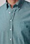 Classic Fit Long Sleeve Oxford Texture Lapel Buttoned Pocket Embroidered Green Men's Shirt - 4
