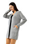 Women's Gray Kangaroo Pocket Knitwear Cardigan - 3
