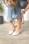 Daily Women's White Pointed Toe Flat Patternless Open Back Heeled Zara Model Evening Dress Shoes 101a - 4