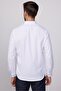 Men's Regular Fit Classic Cut Sports Lapel Dobby Oxford Garnished White Shirt - 5