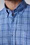 Men's Classic Fit Regular Fit Long Sleeve 100% Cotton Linen Texture Checked Button Collar Shirt - 4