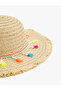 Straw Hat with Pompom Detail - 3