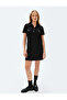 A form short sleeve button and pocket detail mini polo neck dress. - 3