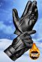 Men's Vegan Leather Waterproof and Windproof Thermal Gloves Men Gloves - 5