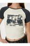 Crew Neck Slim Fit Crop T-Shirt - Color Block and Ribbed - 5