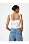 Crop Athlete Poplin Thick Strap Buttoned V-Neck Slim Fit - 4