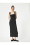 Long Polka Dot Dress with Ruffle Straps - 3