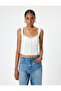 Crop Athlete Poplin Thick Strap Buttoned V-Neck Slim Fit - 3