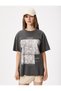 Oversize T-Shirt Slogan Printed Washed Crew Neck Short Sleeve - 3