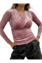 Double-Breasted Model Velvet Blouse -Powder