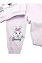 Baby Girl Seasonal Long Sleeve Cute Rabbit Printed Sweathirt Top and Bottom Set - 3