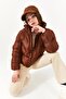 Women's Brown Stand Collar Short Puffer Jacket - 7