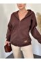 Coat of Arms Zippered Hooded Sweat -Brown - 2