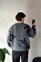 Animal Pattern Crew Neck Knitwear Sweater Anthracite - 2