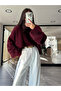 Women's Burgundy Bearded Soft Basic Knitwear Sweater