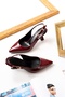 Anor Burgundy Patent Leather Side Buckle (8 cm) Pointed Toe Heeled Shoes - 5