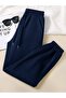 Unisex Navy Blue Full Cotton Elastic Leg Sweatpants